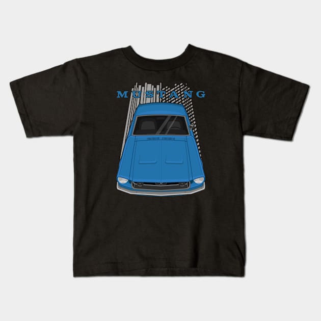 Ford Mustang Fastback 1968 - Acapulco Blue Kids T-Shirt by V8social